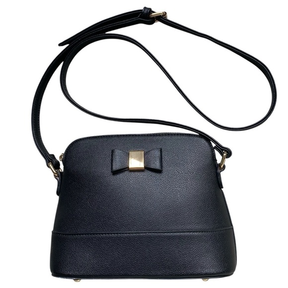 Poppi Handbags - ISABELLE by Poppi Dome Bag Crossbody Shoulder Bow Detail Footed Base Black NWOT